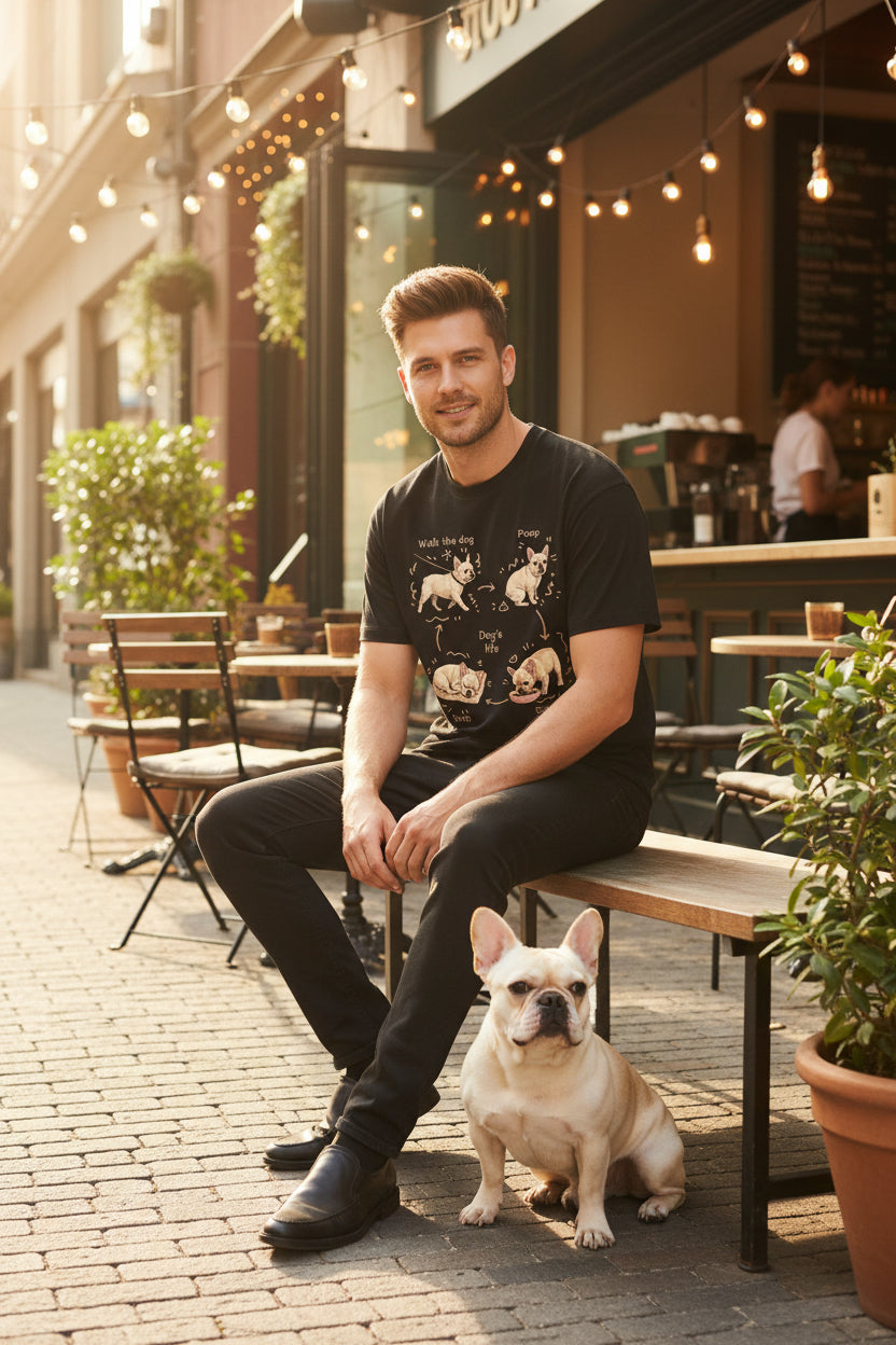 Dog's Life Frenchie Graphic Tee — Walk Poop Eat Sleep