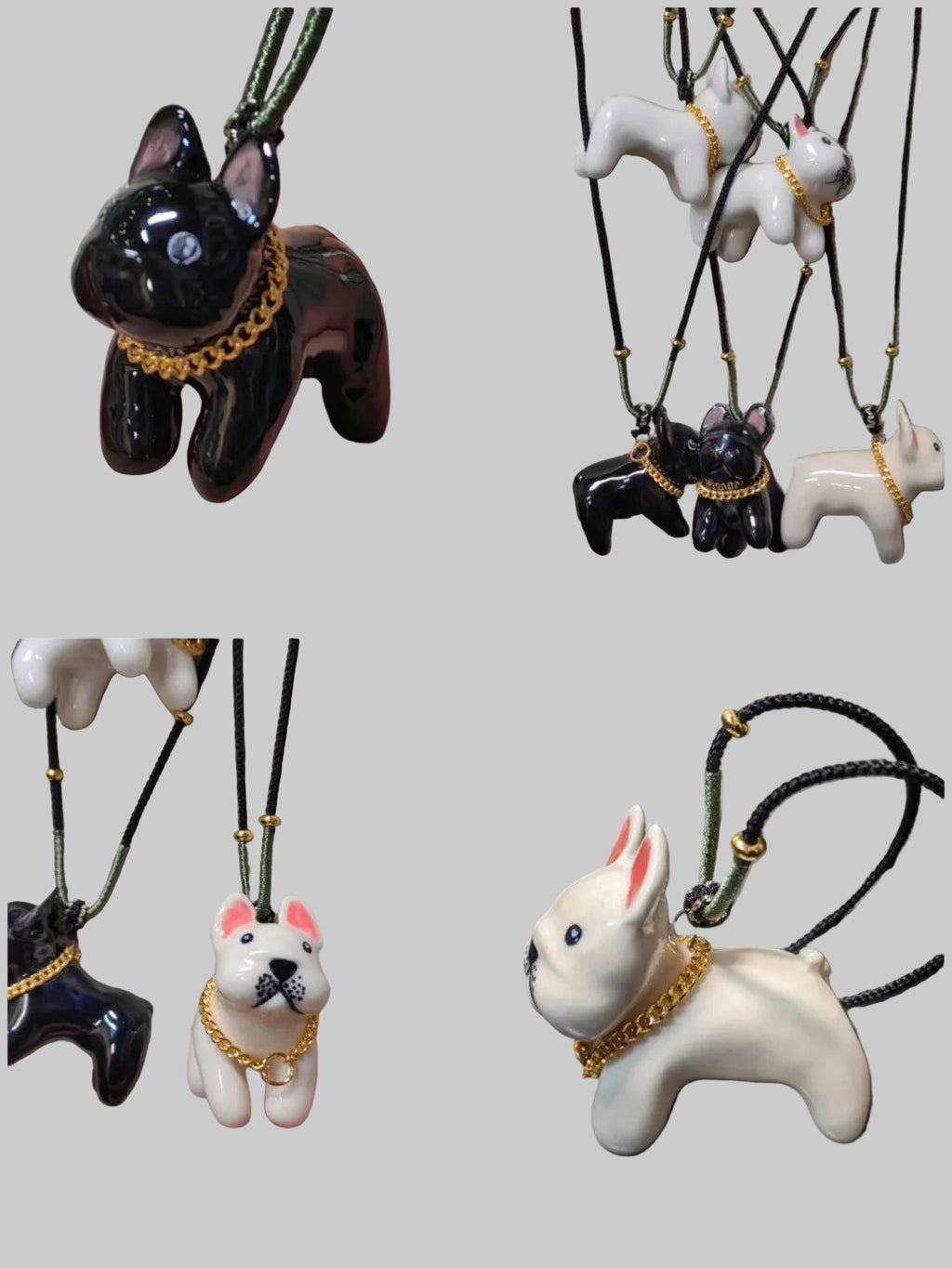 Frenchie Ceramic Necklace — Gold Collar