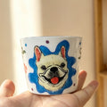 Frenchie Blue Splash Mini Cup — Hand-Painted