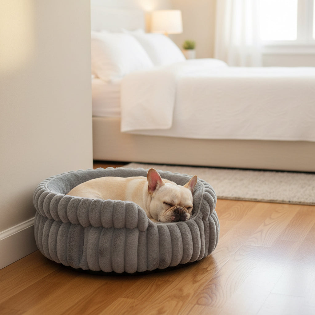 Frenchie Plush Round Pet Bed