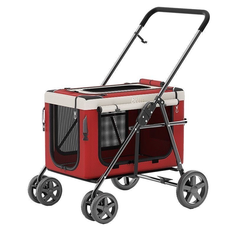 Detachable pet stroller — red studio hero on white background