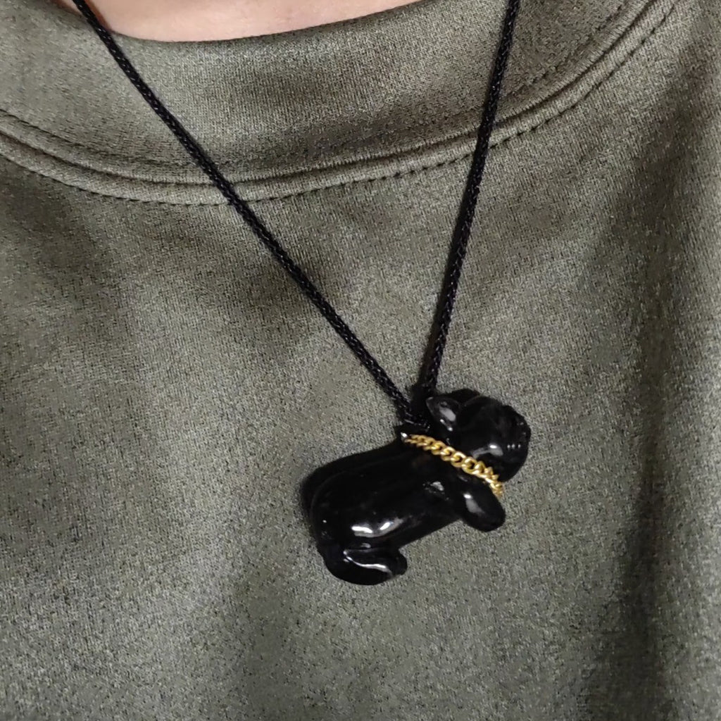 Frenchie Ceramic Necklace — Gold Collar