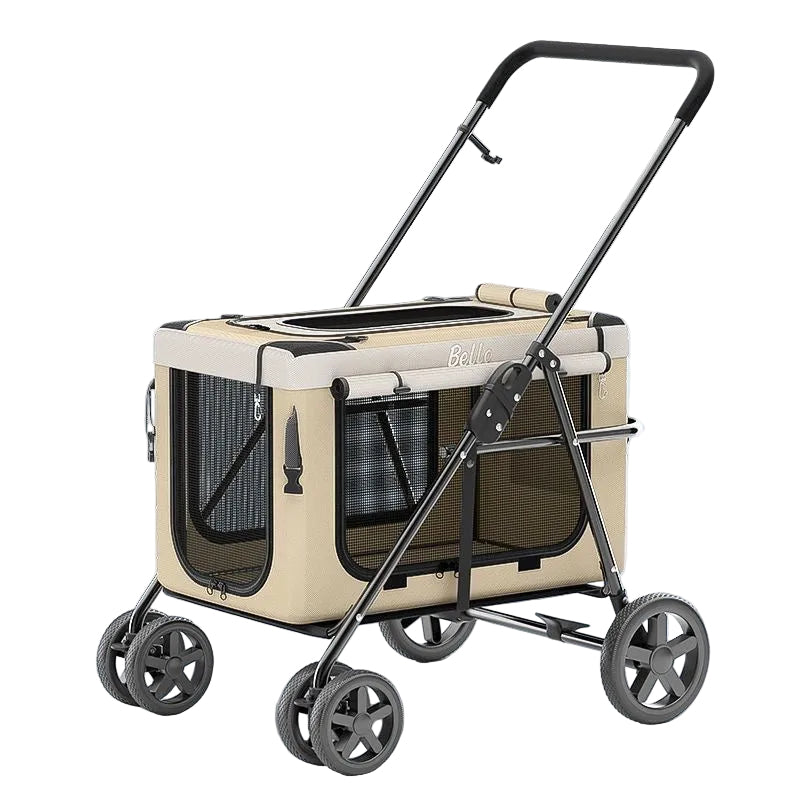 Detachable pet stroller — khaki / camel color studio product shot
