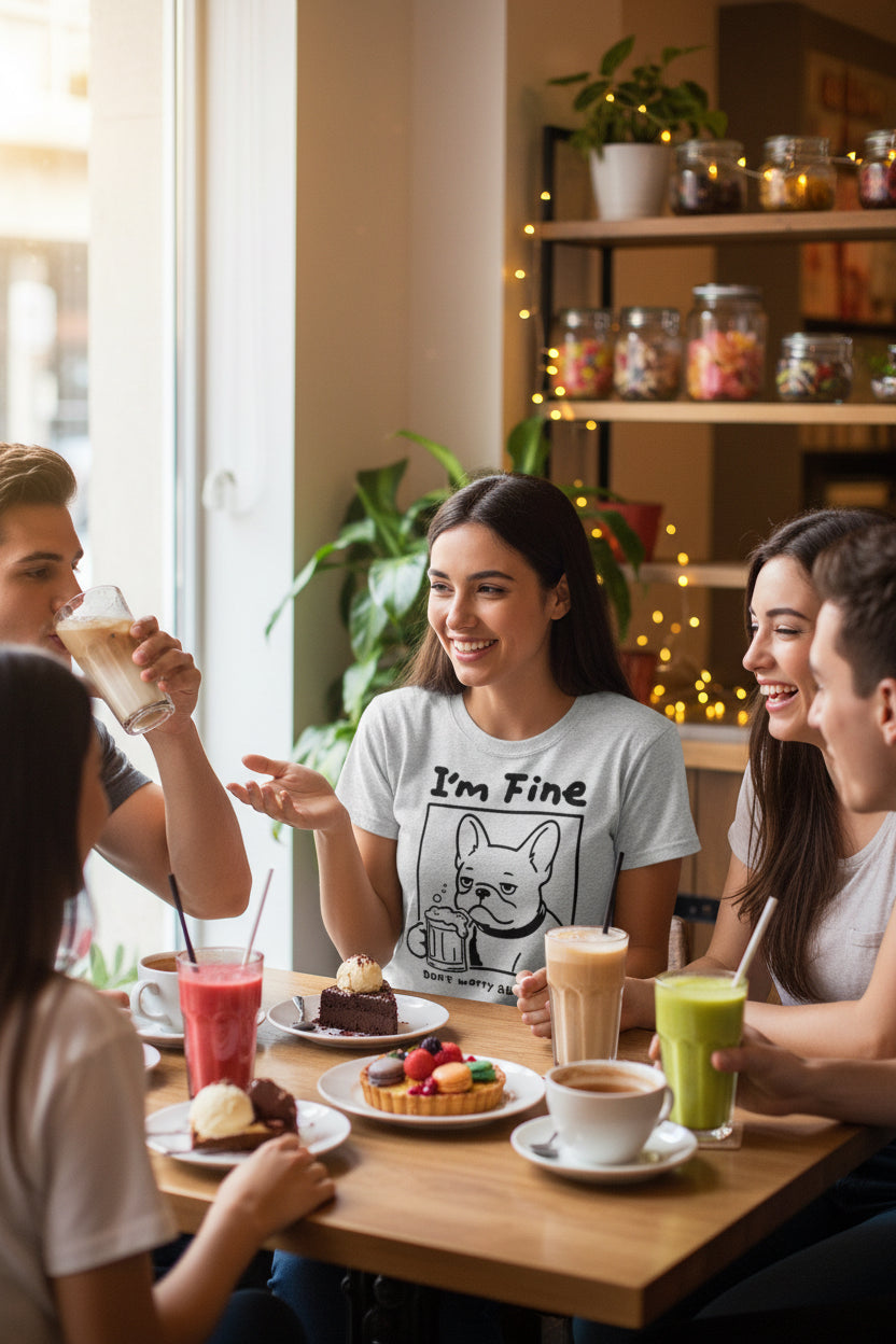 I'm Fine Frenchie Tee — Beer Mug Print