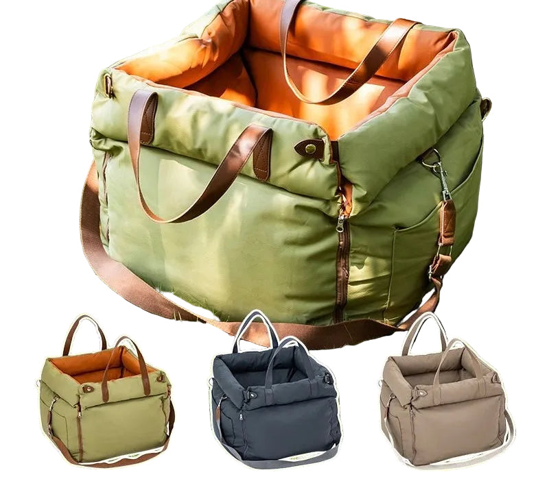 Olive booster carrier outdoors with color swatches