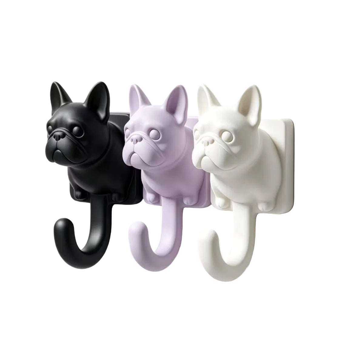 Frenchie Wall Hooks — Punch-Free Resin (Set of 2)