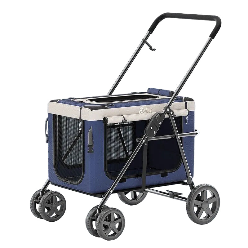 Detachable pet stroller — blue color studio product shot