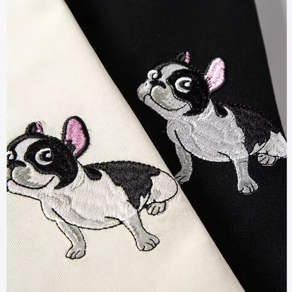 Oversized Frenchie Graphic Tee — Drop-Shoulder Letter Print