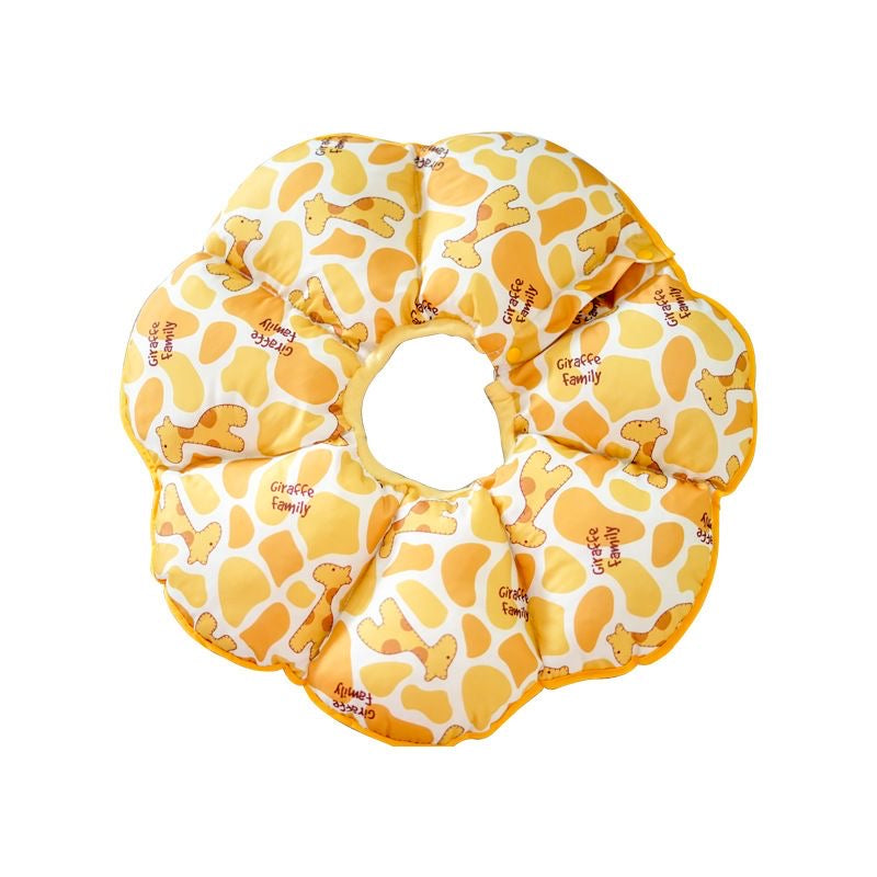Giraffe Yellow soft flower recovery collar — flat flower shape