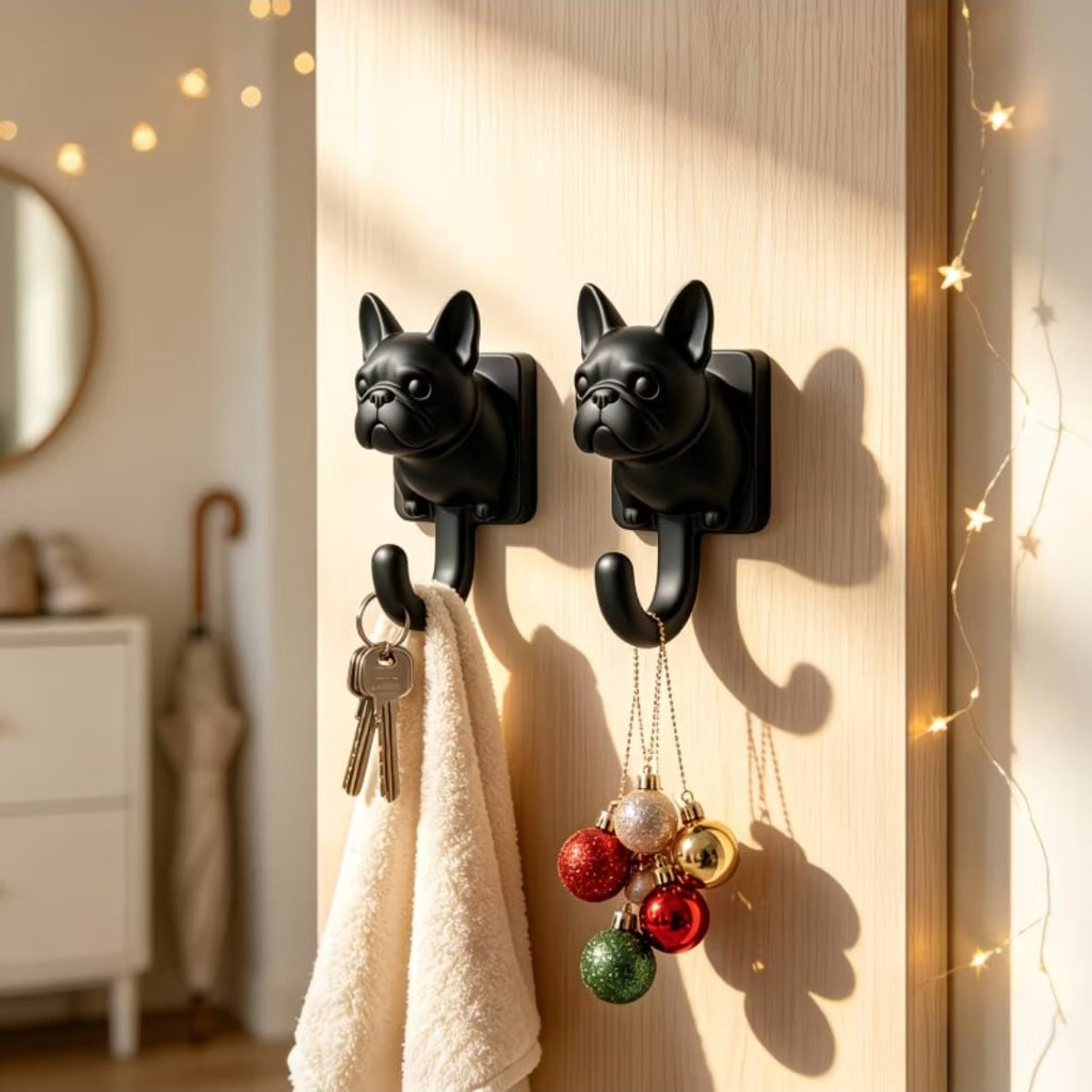 Frenchie Wall Hooks — Punch-Free Resin (Set of 2)