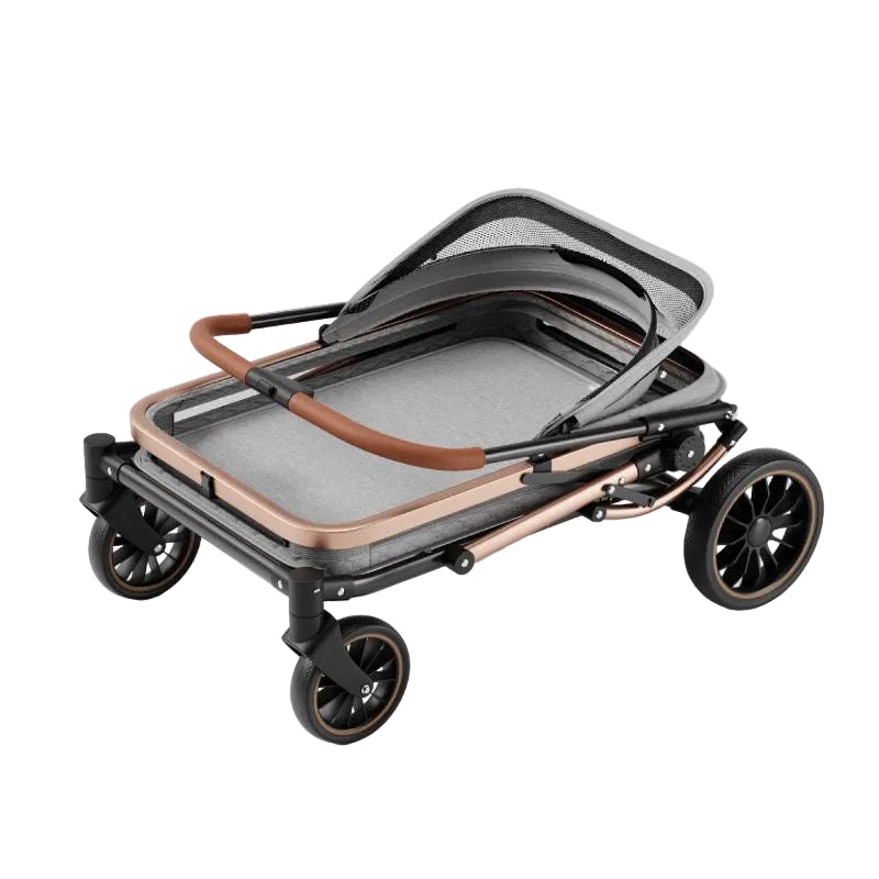 Folded quilted pet stroller — Chinese overlay retained as provided