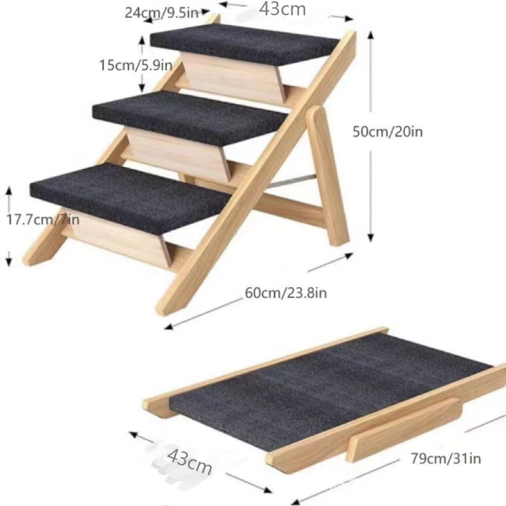 3-step dimensions — height 50 cm / 20 in, footprint 60 cm / 23.8 in, folds to 79 cm