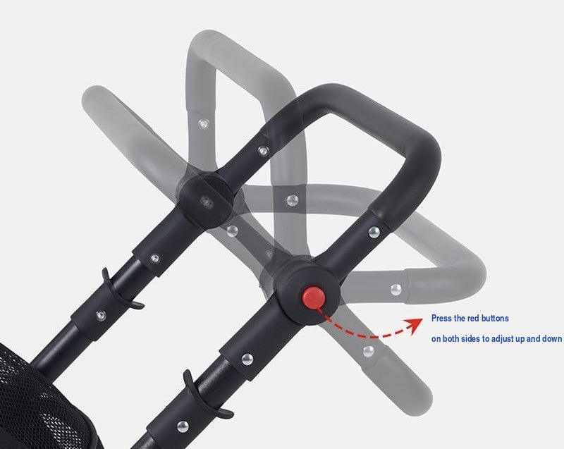 Large Space Pet Stroller — English adjustable handle instructions