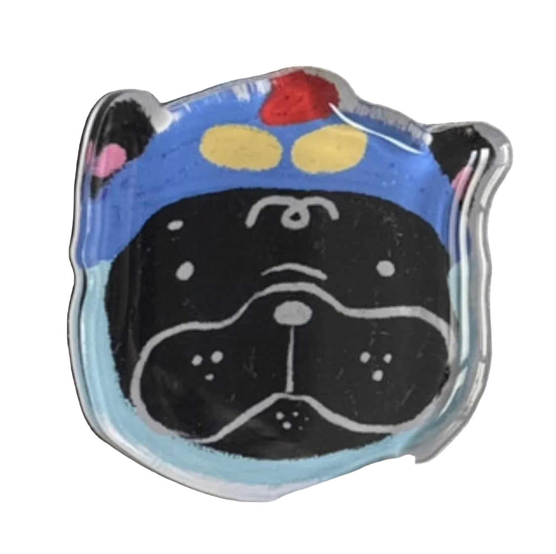 Superhero Helmet Frenchie acrylic fridge magnet