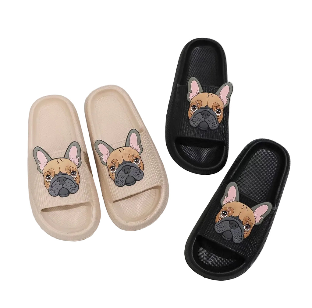 Frenchie cloud slide sandals — Beige and Black pairs lifestyle