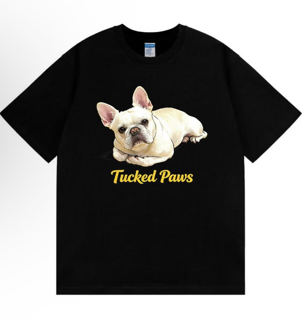 Black Tucked Paws Frenchie graphic tee