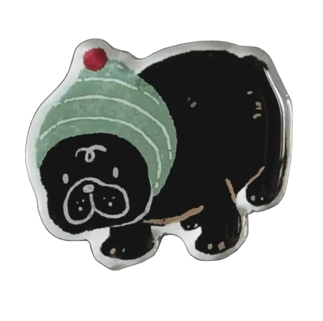 Green Beanie Frenchie acrylic fridge magnet