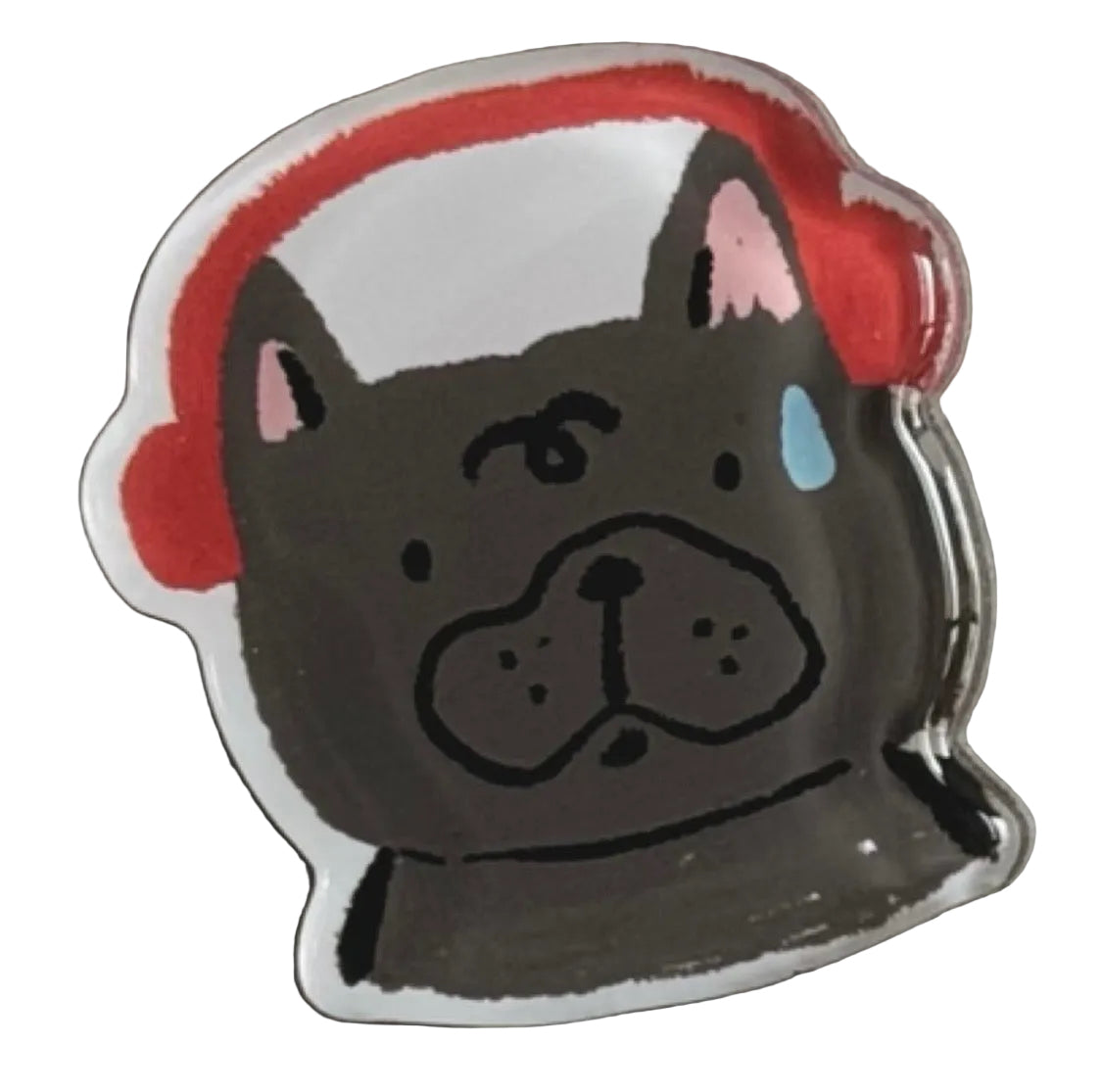 Red Headphones Frenchie acrylic fridge magnet