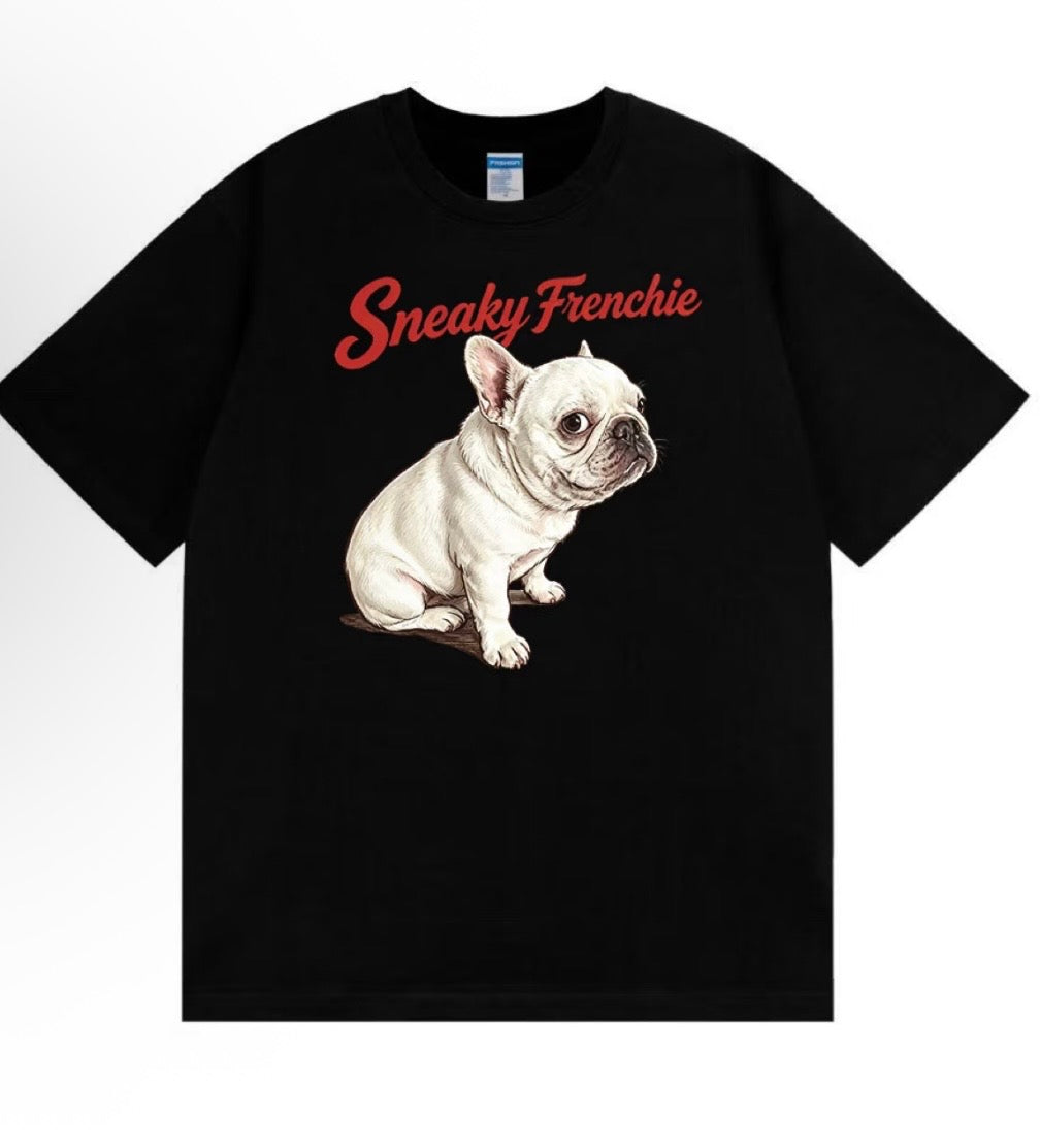 Black Sneaky Frenchie graphic tee