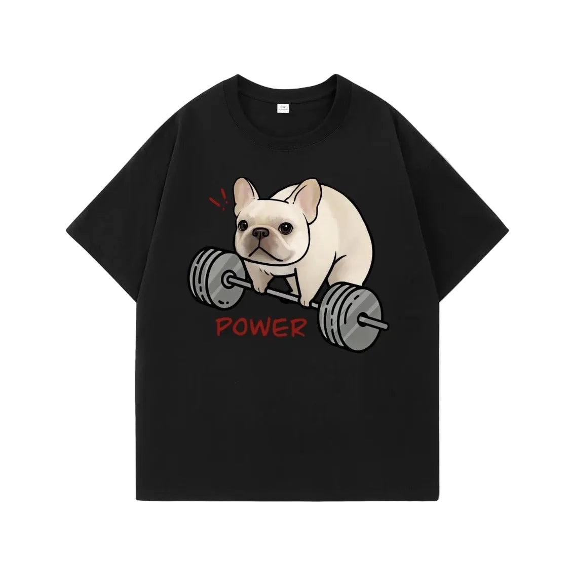 Black POWER Frenchie tee, center print