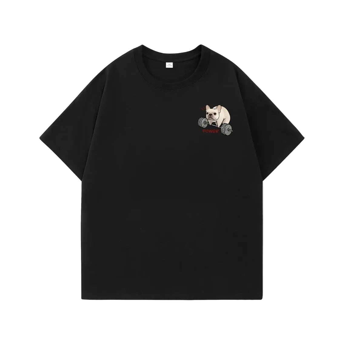 Black POWER Frenchie tee, small chest logo