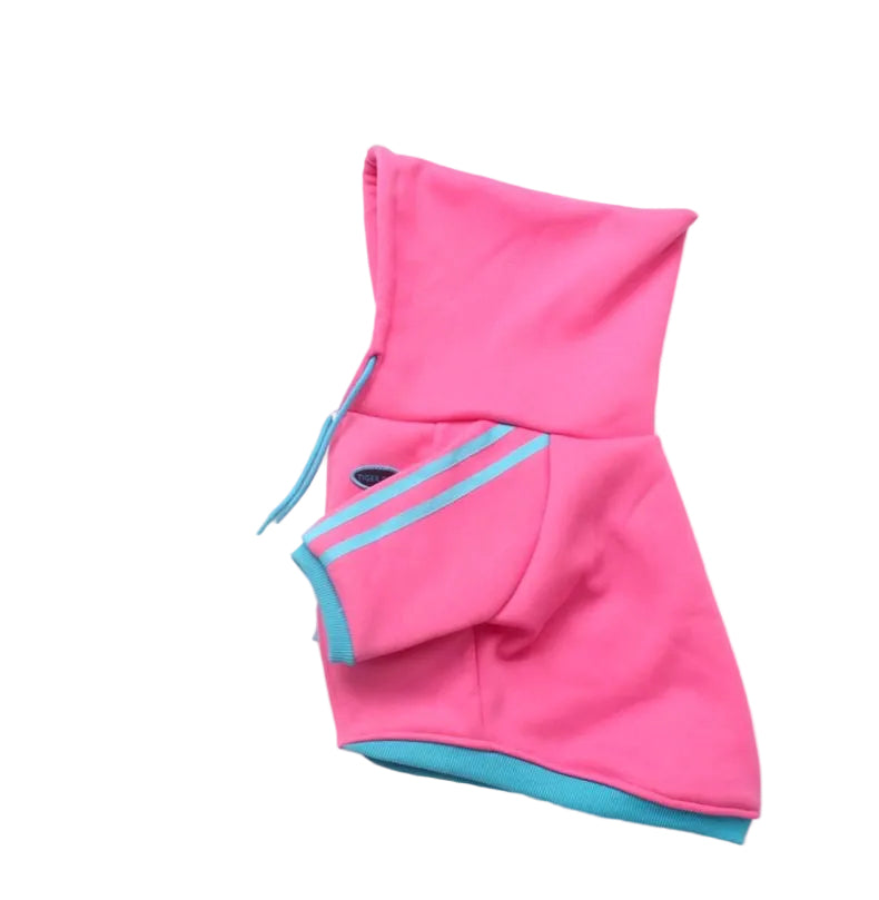 Pink Frenchie sport zip hoodie — flat lay