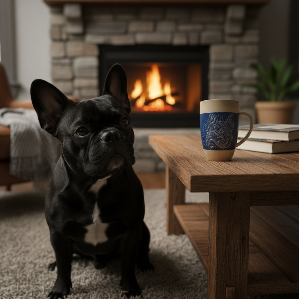 Frenchie Carved Ceramic Tumbler — Navy Glaze — category lifestyle