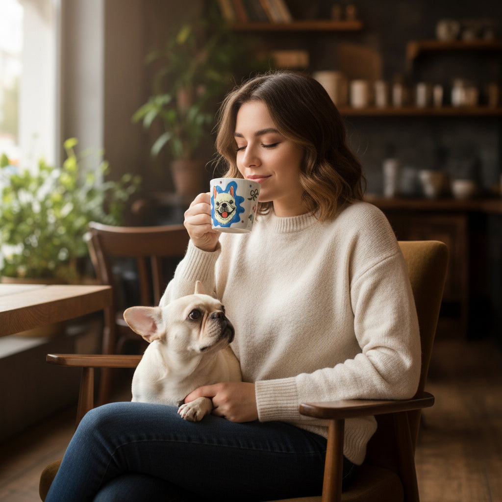 Frenchie Blue Splash Mini Cup — Hand-Painted — category lifestyle