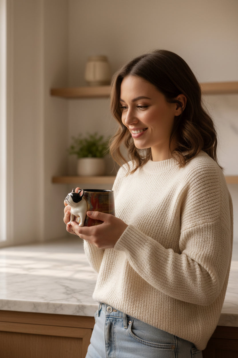 Frenchie 3D Ceramic Cup — Artistic Glaze — category lifestyle