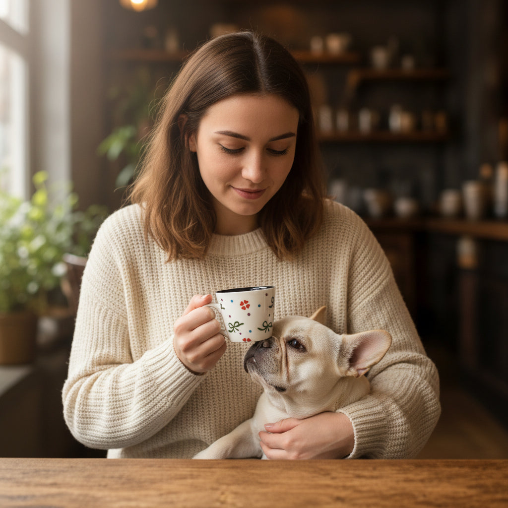 Frenchie Blue Splash Mini Cup — Hand-Painted — category lifestyle