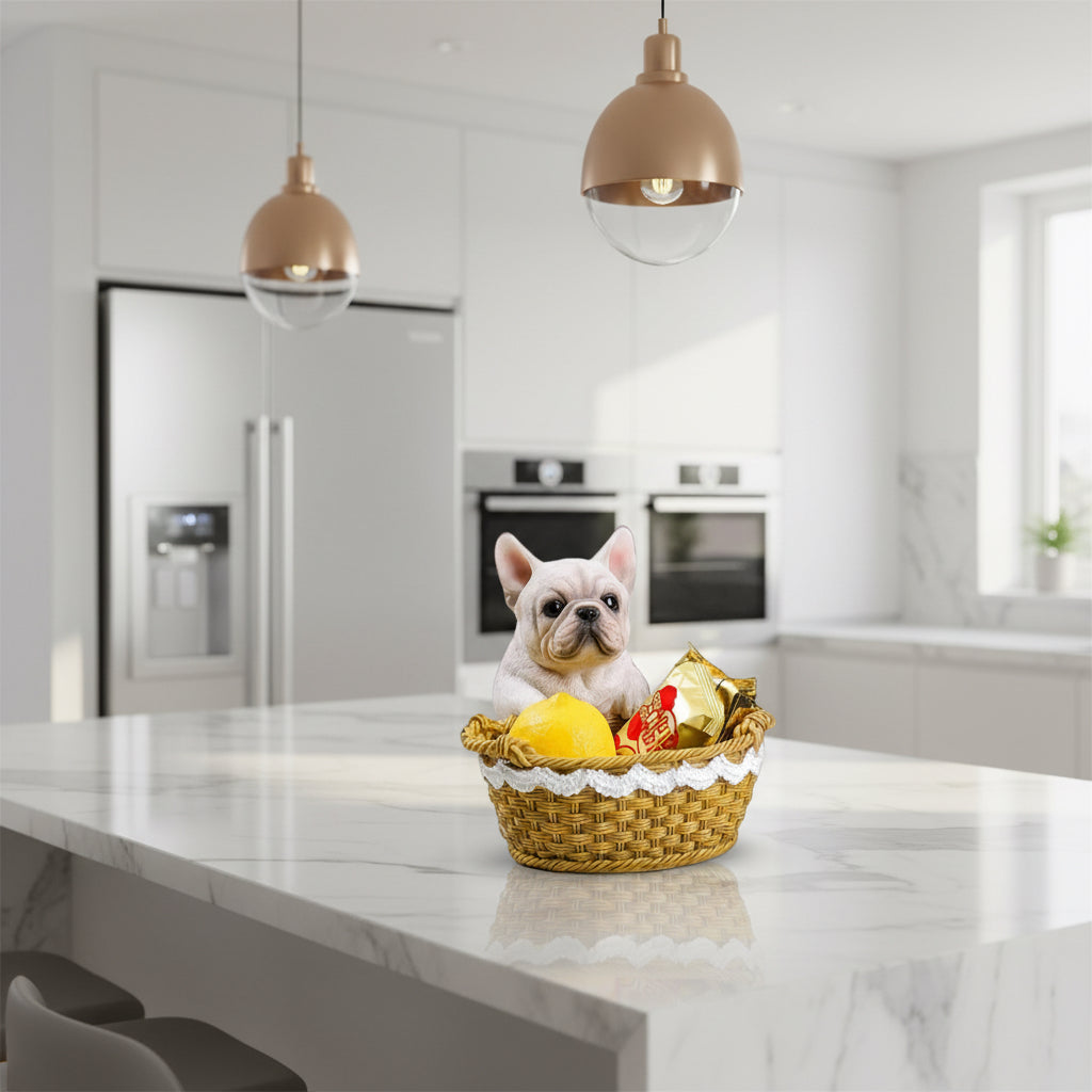 Frenchie in Basket Resin Figurine — Entryway Décor — category lifestyle