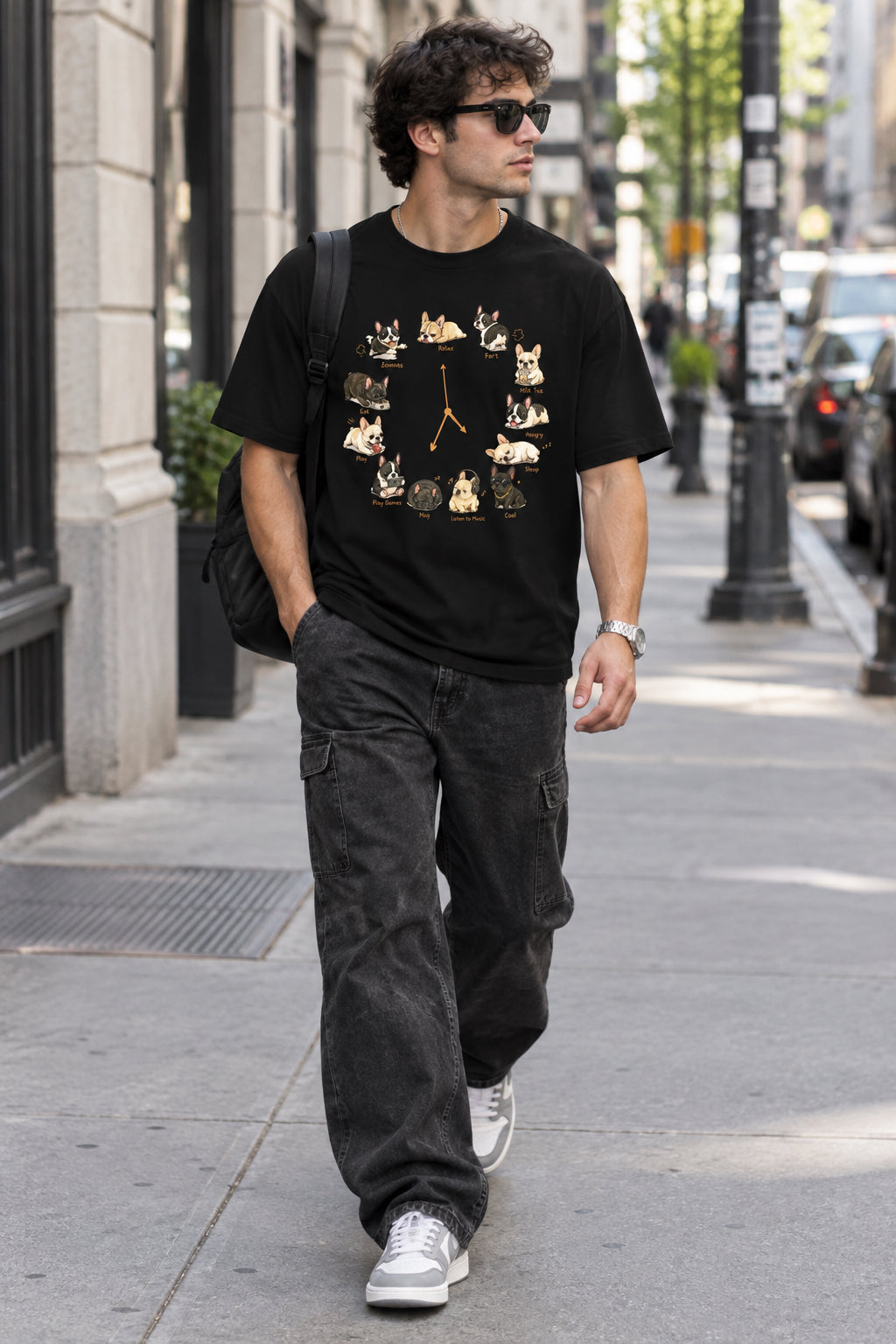 Black Frenchie 24-hour life clock tee