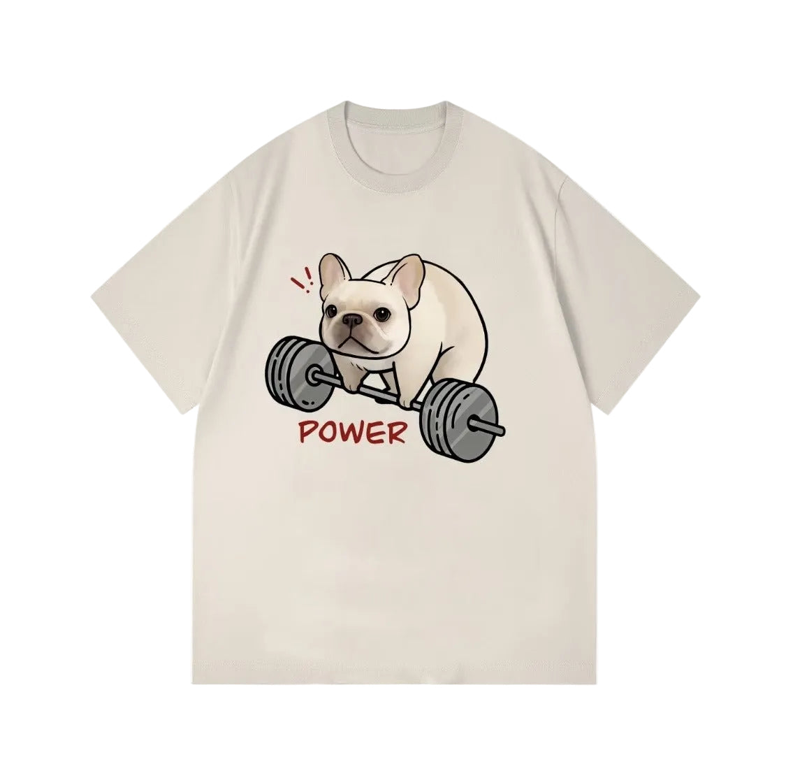 Cream POWER Frenchie tee, center print