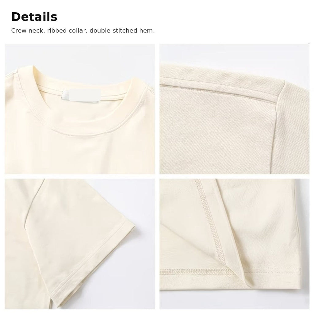 Crew neck, ribbed collar, and hem details