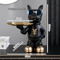 Black resin Frenchie single valet tray with gold metal tray and English size overlay